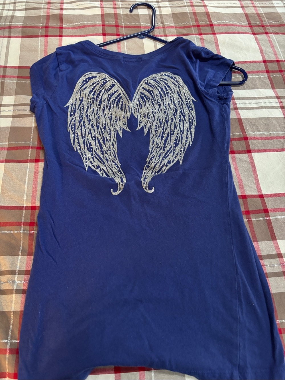 Guess Royal Blue Short Sleeve Tee with Silver Wing Graphic